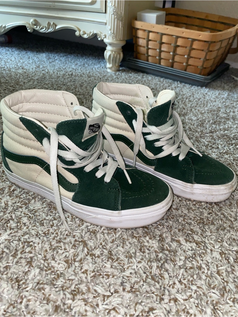 Vans High-Top Sneakers in Green and White